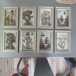 8 VINTAGE HUMMEL POSTCARDS IN FRAMES