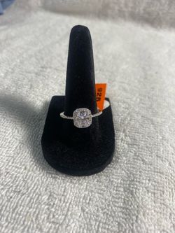 Size 8 925 Silver Cushion Cut Moissanite Ring