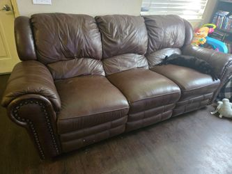 Leather reclining couch