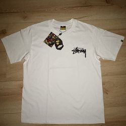 (New) Mens White Designer - Black logo Tees
