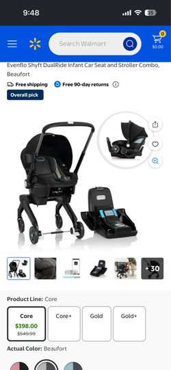 Black Evenflo brand stroller/car seat