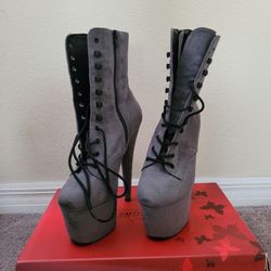 Grey Pole Dancing Boots