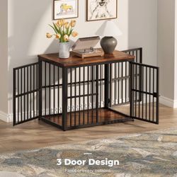 New Pet Dog Crate Furniture with 3 Doors,Wooden Crate End Table Heavy Duty Indoor Puppy Cage for Small to Medium Dogs or Cats 