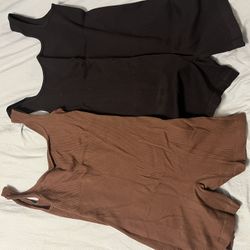 2 Women's Maternity Bodysuit Pregnancy Shapewear Sleeveless Tank Top Shorts Ribbed Romper Jumpsuit