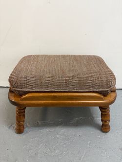 Wooden Footstool with Upholstered Cushion Top