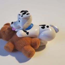 Dalmatian Puppy With Teddy Bear Toy Figurine 