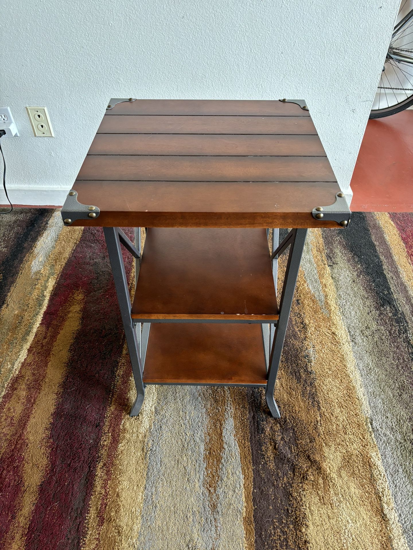Wooden And Iron Style End Table 