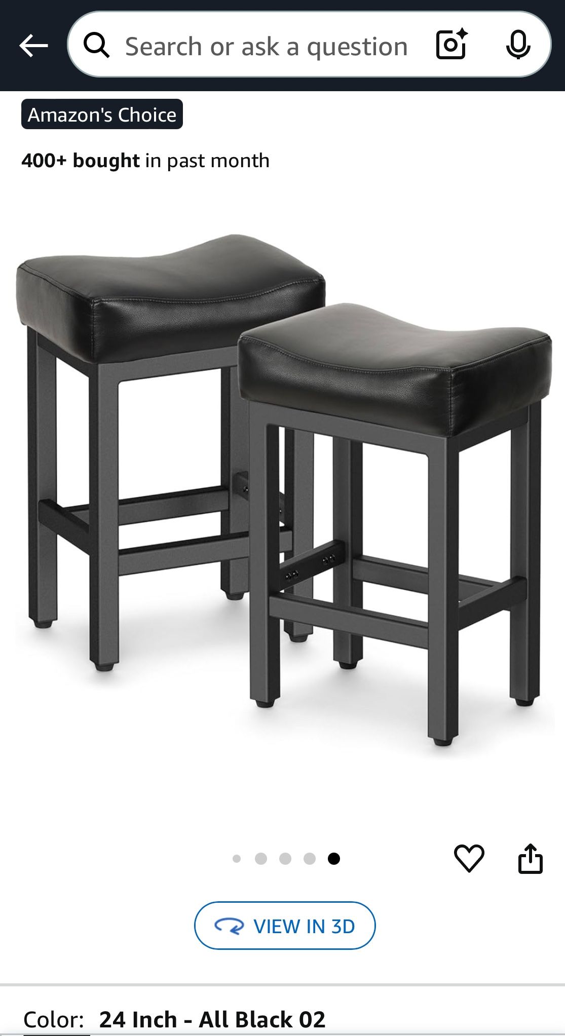 24" Black Bar Stools