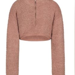 Skims Teddy Pink Cropped Sweater 