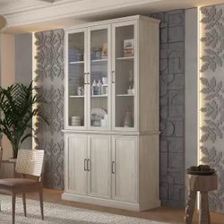 Vintage style Beige Wood Grain Wooden 46.3 in. W Sideboard, Bookcase, Storage Cabinet with 10 Shelves & 6 Doors