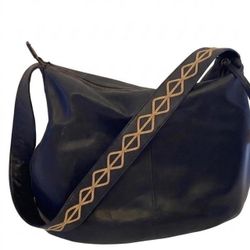 Nicole Miller Black Leather Shoulder Bag