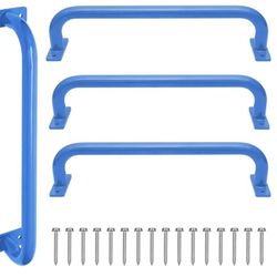 17” Blue Metal Safety Handles for Playground 4 Pack - Swing Set Accessories Grab Handles, Playset Hand Grips, Indoor Monkey Bars for Jungle Gym