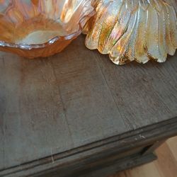 2 Vintage Marigold Carnival Glass Bowls