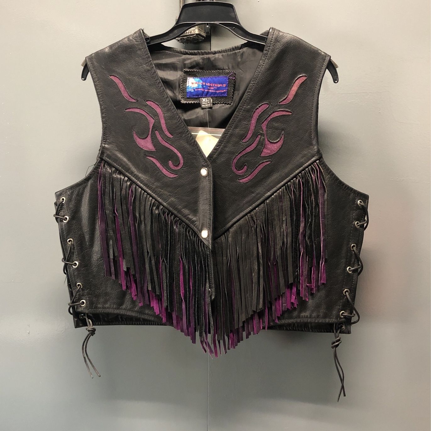 Vance Leathers Purple Flame W/Fringe Vest
