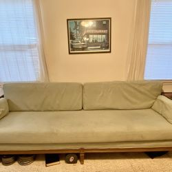 e 1950's-60's Sofa MCM Solid Wood and Caning