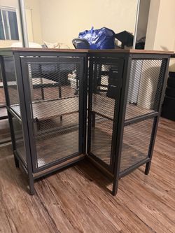 Industrial Metal Mesh Corner Storage Cabinet