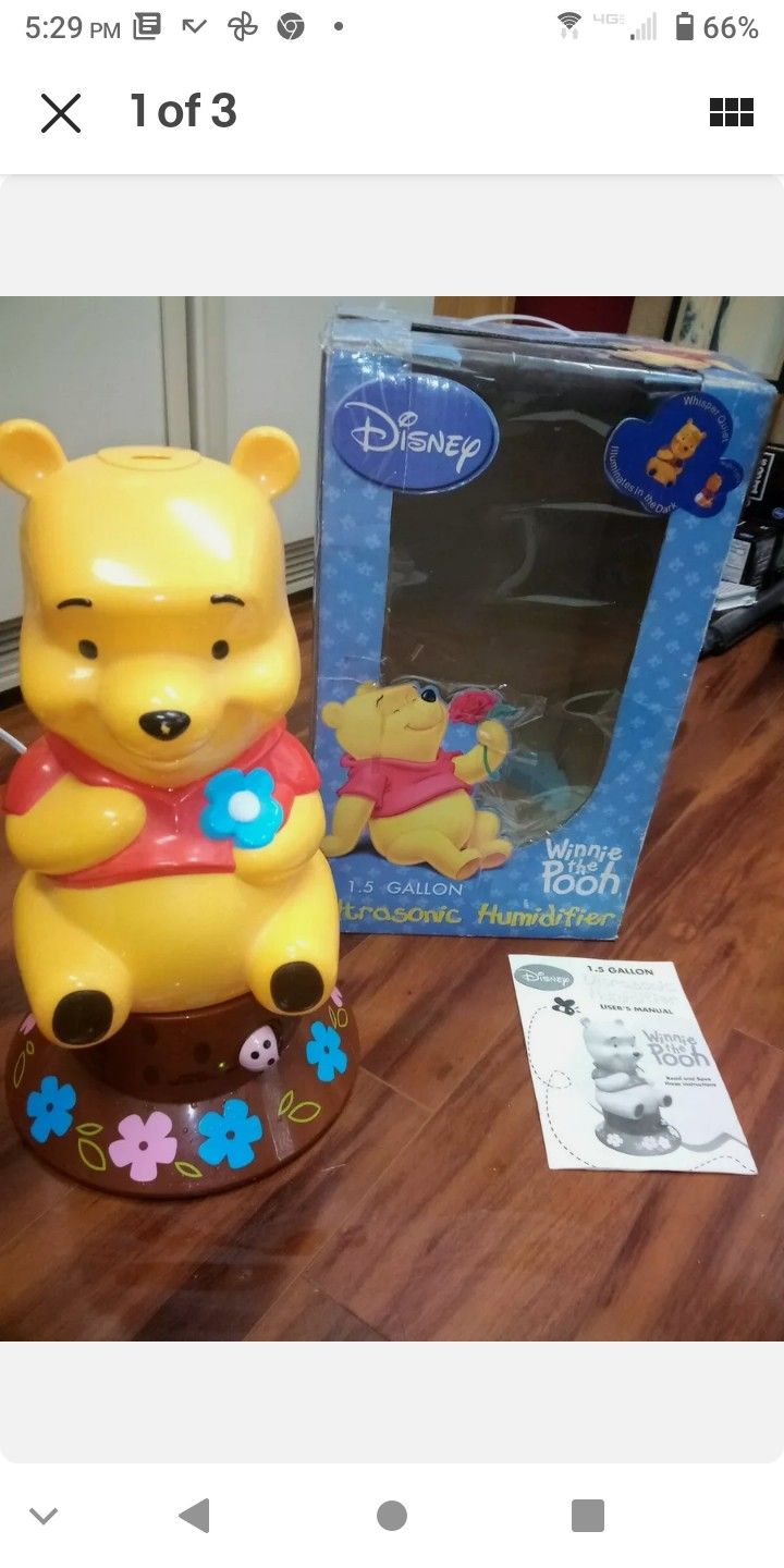 Disney WINNIE THE POOH Large 1.5 Gallon Ultrasonic Humidifier w/ Nitelite & BOX