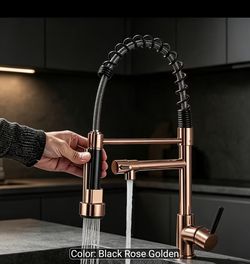 Black Rose Gold Spring Kitchen Faucet