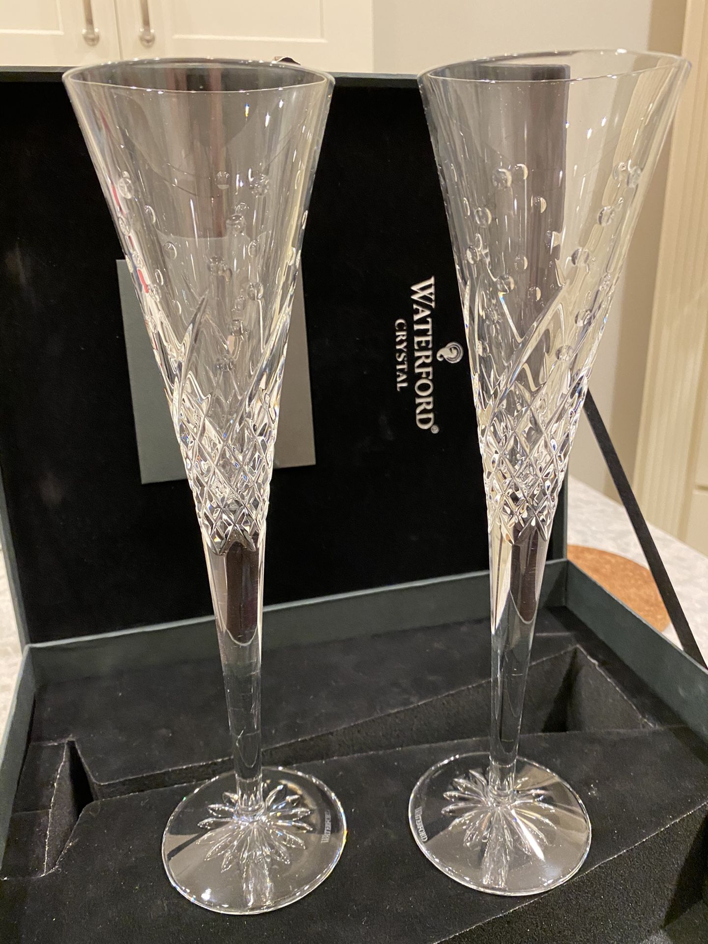 Waterford Crystal Flutes “Wishes Happy Celebrations”