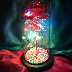 😍🎁Perfect Gift‼️🥀 Extremely beautiful Multicolor Blinking Eternity love Rose 🌹Inside a Glass dome with an on and off switch.Brand new in a very ni
