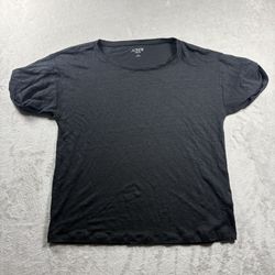 J.Crew 100% Linen Women’s Size L Black Tee Shirt T-Shirt Classic Preppy #3675