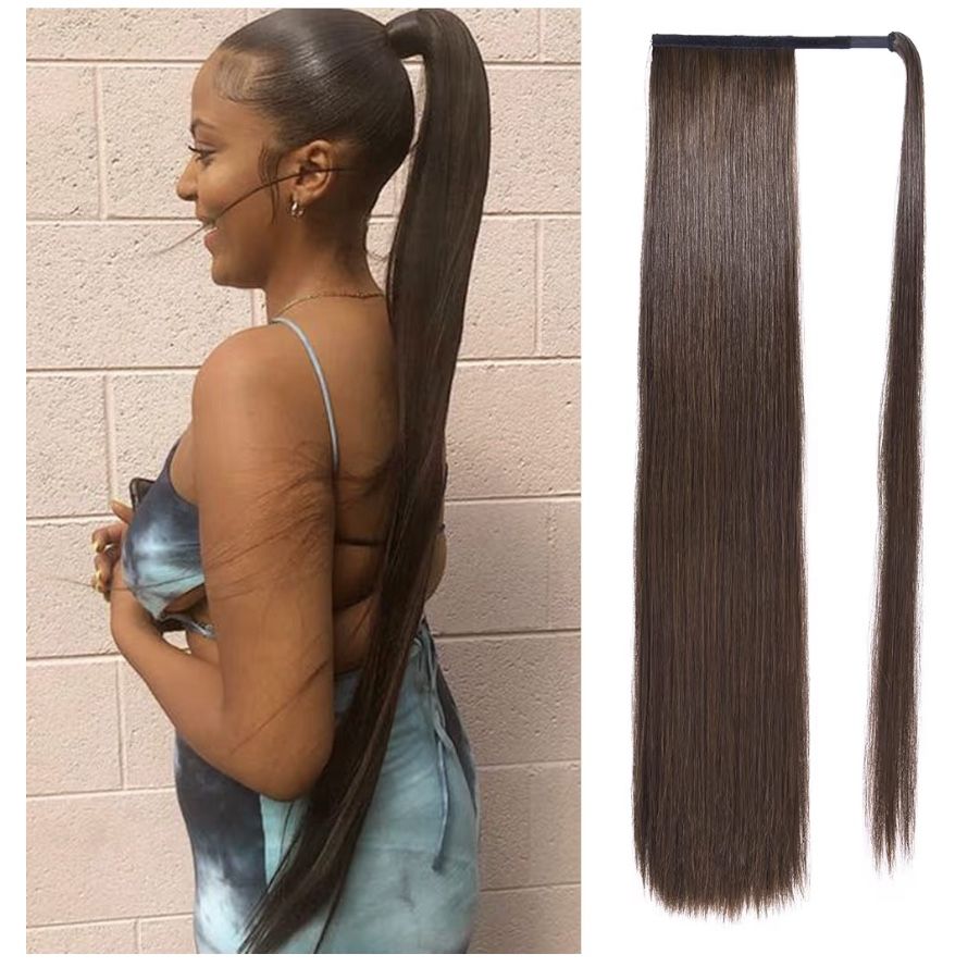 New! SEIKEA Long Ponytail Extension, Clip in Ponytail Hair Extensions, Synthetic, 35 Inch, Dark Brown
