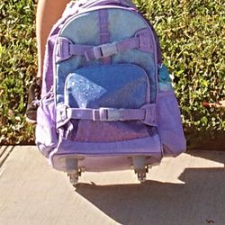 Pottery Barn Kids Roller Backpack Girl Lunch Bag Waterbottle Glitter Butterfly