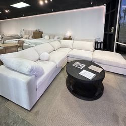 Cream Modular Cloud Sofa Sectional Couch Chaise With Ottoman 