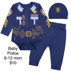Baby Police Officer Cop Uniform Costume 6-12 Months