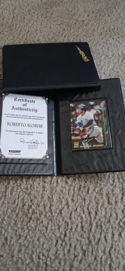 Roberto Alomar Autographed Baseball Card CoA Certification Toronto Blue Jays 
