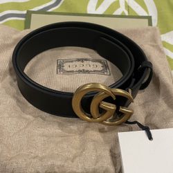 Men’s Black Leather Double G Gucci Belt