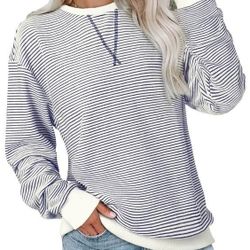 Cash Only 75234 New Small Long Sleeve Blue Off-white Crew Neck Tunic Top
