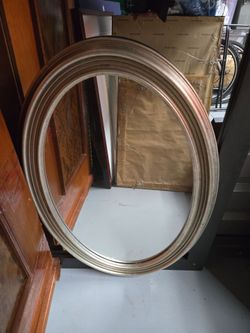 Large Oval Wall Mirror Silver Frame