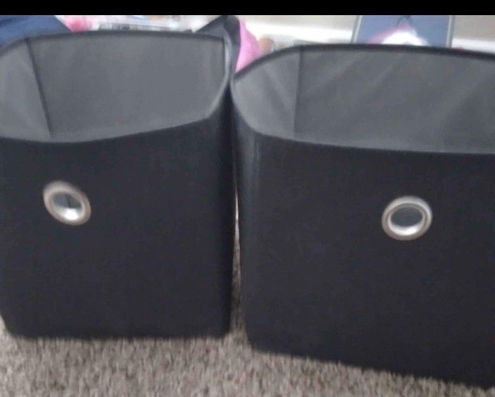 Set Of 2 Black Fabric Storage Bins