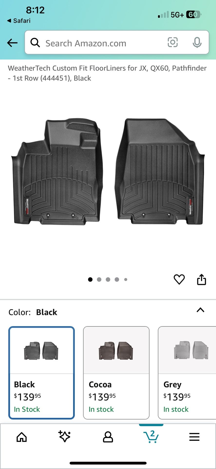 WeatherTECH Infinity QX60 Front Floor Mats