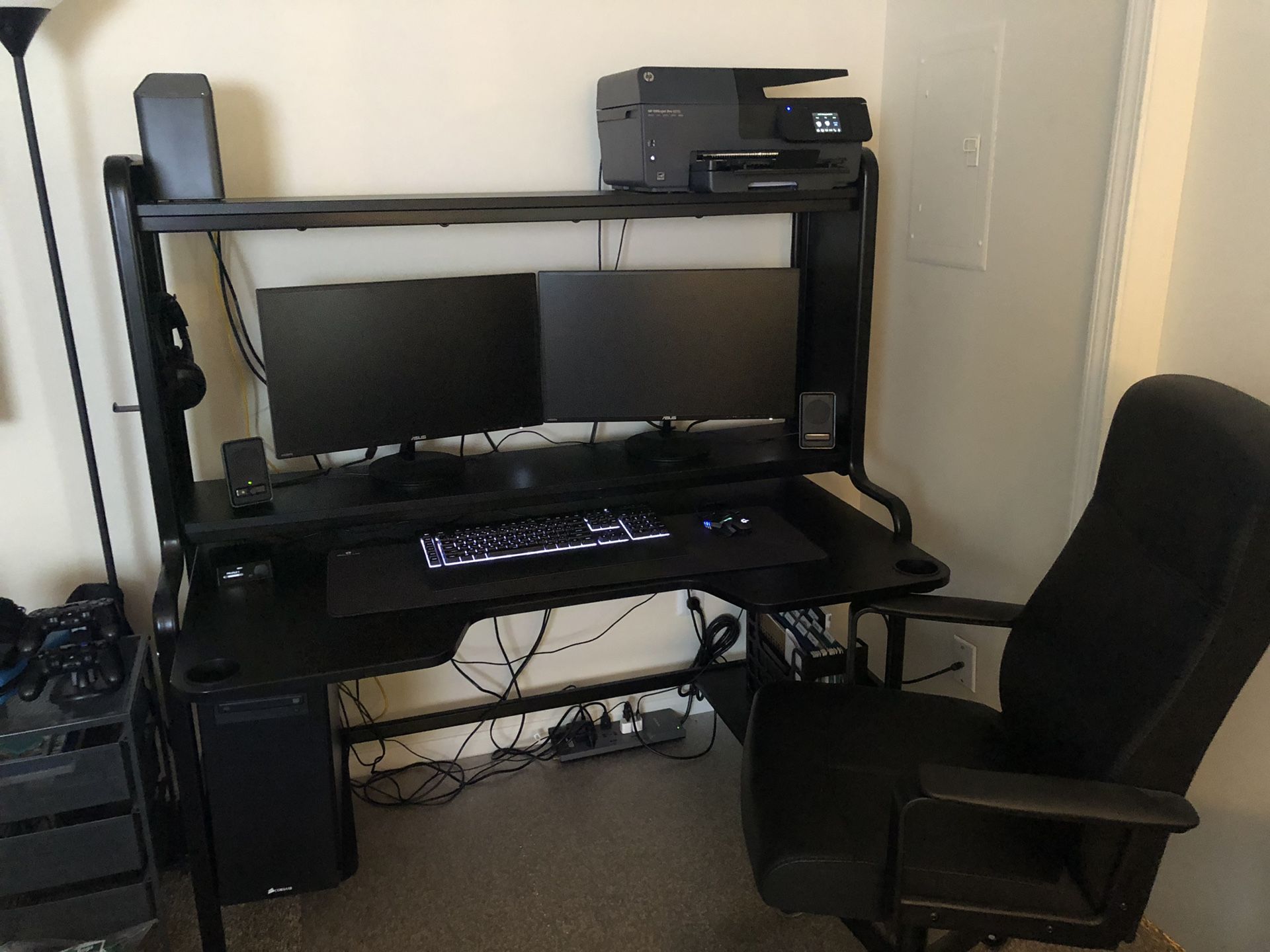 Gaming Computer Desk with Chair & Mat