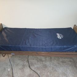Adjustable Head, Legs, Back Twin Size Bed With  Therapeutic Mattress And Side Rails All Moving With Electric Remote Control 