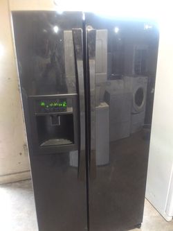 Black LG double door refrigerator