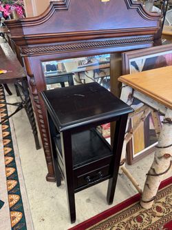 Dark Wood Accent Table with Drawer