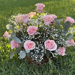2 Dozen Roses Basket Arrangement