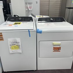 Washer Dryer Set, Whirlpool Brand New Topload 4.6Cu.ft  Washer 