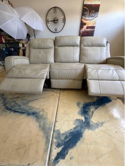 Barcalounger leather power reclining sofa with power headrest in excellent condition