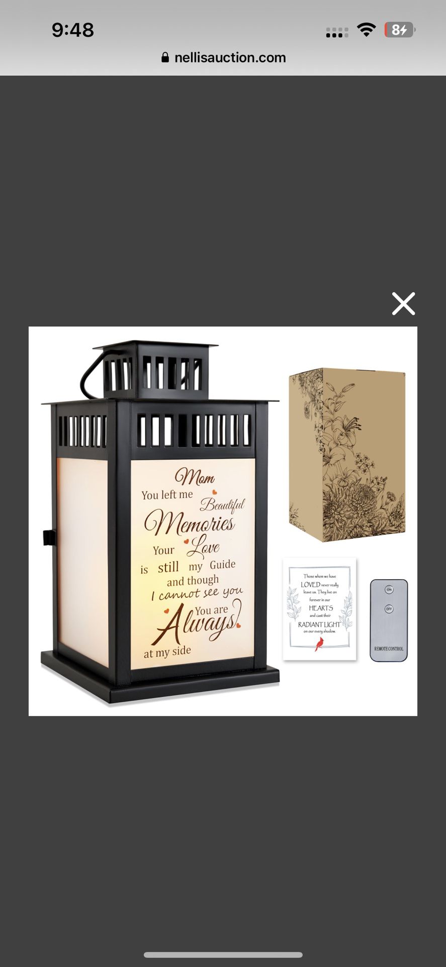 WOODEXPE Sympathy Gift Mother's Day Keepsake Lantern With Flickering LED Candle And Remote Control Memorial Gifts For Loss Of Mother Mom Black