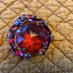 Mid Century Pink Rhinestone broach 