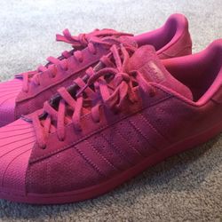 Adidas Superstar Shell Toe Suede Sneaker Pink AQ-4166 Mens Size 12