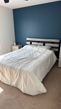 Queen Bed Frame with nightstand - No mattress