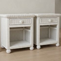 2 Wicker end tables with drawers