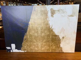 Out Remedy Gold and Blue Abstract Art Wrapped Canvas Print