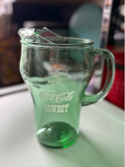 Vintage coca-cola green glass pitcher
