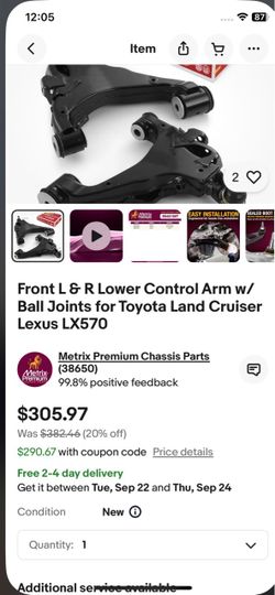 Front L & R Lower Control Arm w/Ball Joints for Toyota Land Cruiser Lexus LX570